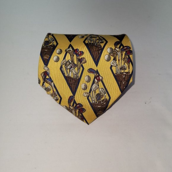 Chaps Ralph Lauren Tie Mens Necktie Silk Golf Print Novelty  Handmade USA - Picture 3 of 7